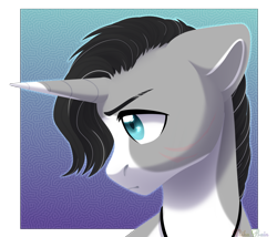 Size: 2500x2144 | Tagged: safe, artist:nika-rain, oc, pony, unicorn, bust, commission, male, portrait, simple background, solo