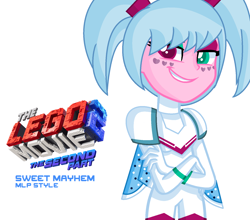 Size: 1592x1400 | Tagged: safe, artist:dinx-xyla, artist:kingbases, equestria girls, barely eqg related, base used, crossover, equestria girls-ified, lego, logo, spoilers for another series, sweet mayhem, the lego movie, the lego movie 2: the second part