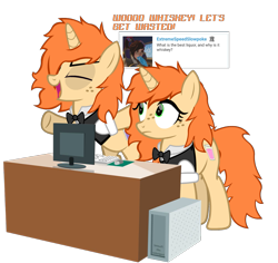 Size: 1229x1159 | Tagged: safe, artist:thunder-blur, oc, oc only, oc:tipsy sip, oc:turvy tip, pony, unicorn, answer, ask the bar twins, female, show accurate, siblings, sisters, twins