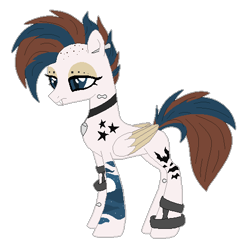 Size: 484x480 | Tagged: safe, artist:funny-arts, artist:selenaede, oc, oc only, oc:berry-ink, hybrid, pegasus, pony, undead, vampire, vampony, anklet, base used, collar, ear piercing, earring, eyebrow piercing, fangs, female, icey-verse, jewelry, magical lesbian spawn, mare, offspring, parent:oc:blueberry rain, parent:oc:tatiana (ice1517), parents:oc x oc, piercing, simple background, solo, tattoo, transparent background, wristband
