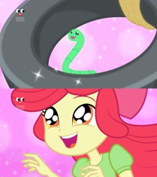 Size: 1920x2160 | Tagged: safe, screencap, apple bloom, worm, better together, equestria girls, holidays unwrapped, apple worm, colonel wigglesworth, plusplus, the cider louse fools