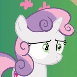 Size: 1049x1049 | Tagged: safe, edit, edited screencap, screencap, sweetie belle, pony, unicorn, the big mac question, cropped, cutie mark, female, filly, solo, the cmc's cutie marks