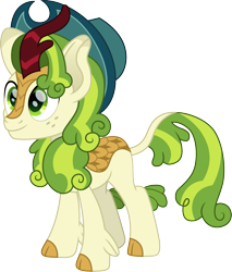 Size: 1195x1400 | Tagged: safe, artist:cloudyglow, pistachio, kirin, freckles, hat, kirin-ified, male, simple background, solo, species swap, transparent background