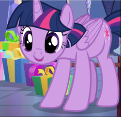 Size: 971x942 | Tagged: safe, screencap, twilight sparkle, twilight sparkle (alicorn), alicorn, pony, a flurry of emotions, cropped, cute, present, smiling, solo, twiabetes