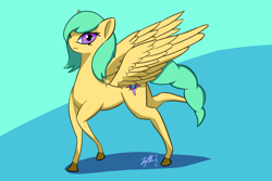 Size: 3000x2000 | Tagged: safe, artist:zythiria, oc, oc:mango foalix, pegasus, pony, flat shade, solo, wings