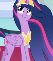 Size: 818x938 | Tagged: safe, screencap, princess twilight 2.0, twilight sparkle, twilight sparkle (alicorn), alicorn, the last problem, cropped, crown, cute, ethereal mane, jewelry, regalia, smiling, solo, twiabetes