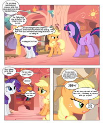Size: 868x1029 | Tagged: safe, artist:dziadek1990, edit, edited screencap, screencap, applejack, rarity, twilight sparkle, earth pony, pony, unicorn, comic:sunny day, look before you sleep, comic, conversation, dialogue, dungeons and dragons, falling, golden oaks library, library, paper, pen and paper rpg, rpg, screencap comic, slice of life, sun, tabletop game, text