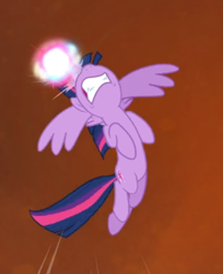 Size: 514x630 | Tagged: safe, screencap, twilight sparkle, twilight sparkle (alicorn), alicorn, pony, twilight's kingdom, angry, cropped, female, fight, flapping, flying, furious, glowing horn, gritted teeth, horn, magic, mare, nose in the air, powerful, solo, spread wings, twilight is not amused, twilight vs tirek, unamused