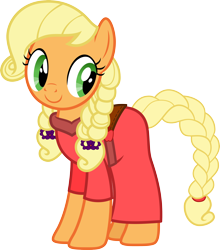 Size: 4000x4548 | Tagged: safe, artist:pilot231, derpibooru import, applejack, earth pony, pony, alternate hairstyle, braid, braided ponytail, braided tail, canon, clothes, dress, female, flower, flower in hair, mare, simple background, solo, transparent background, twin braids, vector