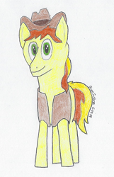 Size: 837x1299 | Tagged: safe, artist:zonesystem, braeburn, earth pony, pony, male, solo, stallion, traditional art