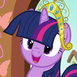 Size: 610x610 | Tagged: safe, screencap, twilight sparkle, unicorn twilight, pony, unicorn, magical mystery cure, big crown thingy, cropped, cute, element of magic, female, jewelry, mare, regalia, solo, twiabetes