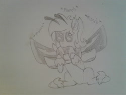 Size: 2576x1932 | Tagged: safe, artist:stemthebug, oc, oc only, hybrid, original species, pony, eating, solo, traditional art