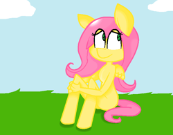 Size: 730x568 | Tagged: safe, artist:tvcrip, artist:tvcrip05, fluttershy, anthro, pegasus, pony, cute, fanart, female, forest, paint, photo, solo