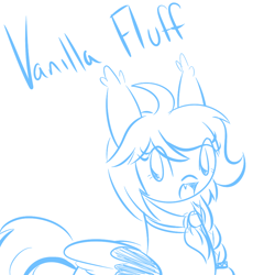 Size: 1000x1000 | Tagged: safe, artist:kaggy009, oc, oc:vanilla fluff, bat pony, pony, female, mare, monochrome, solo