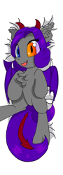 Size: 690x1920 | Tagged: safe, artist:fireworks sea, derpibooru exclusive, oc, oc:evil dawn, bat pony, pony, heterochromia, solo