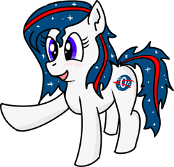 Size: 2979x2855 | Tagged: safe, artist:poniidesu, oc, oc only, oc:nasapone, earth pony, pony, /mlp/, 2020 community collab, colored, derpibooru community collaboration, female, flat colors, mare, nasa, simple background, solo, transparent background