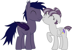 Size: 4940x3469 | Tagged: safe, artist:infectedphoenix47, oc, oc only, oc:brightstar hunter, oc:virga, bat pony, pegasus, pony, tails of equestria, bat pony oc, female, male, mare, nuzzling, pegasus oc, stallion, vector