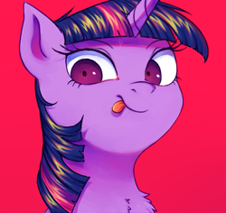 Size: 593x560 | Tagged: safe, artist:toroitimu, twilight sparkle, pony, bust, female, mare, solo, suggestive source, tongue out