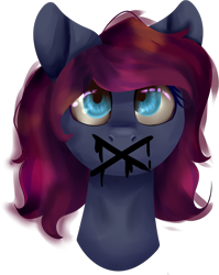 Size: 1788x2244 | Tagged: safe, artist:icefoxe, oc, oc only, pony, bust, crossed out, female, looking up, mare, no mouth, simple background, solo, transparent background