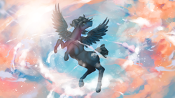 Size: 1280x720 | Tagged: safe, artist:mythos art, oc, oc:cloudcover, pegasus, cloud, flying, in the sky