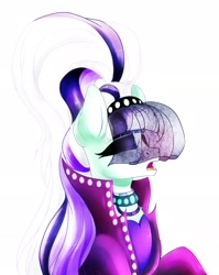 Size: 1792x2256 | Tagged: safe, artist:nyan-pony-galaxy, coloratura, pony, countess coloratura, eyes closed, open mouth, simple background, solo, white background