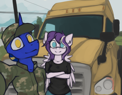 Size: 2096x1645 | Tagged: safe, artist:marsminer, oc, oc only, oc:azure serenity, anthro, freightliner, selfie, truck