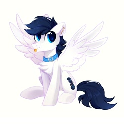 Size: 2000x2000 | Tagged: safe, artist:mirtash, oc, pegasus, pony, :p, collar, rcf community, solo, tongue out