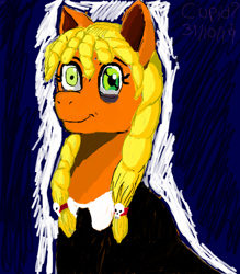 Size: 984x1125 | Tagged: safe, artist:cupid?, applejack, earth pony, pony, 1000 hours in ms paint, clothes, cosplay, costume, female, goth, halloween, halloween costume, lenore, lenore the cute little dead girl, mare