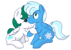 Size: 1826x1280 | Tagged: safe, artist:zalakir, oc, oc only, oc:bluebreeze, oc:zephyr, 2020 community collab, derpibooru community collaboration, duo, holding hooves, looking at you, smiling, transparent background