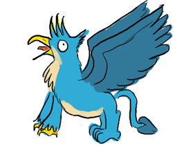 Size: 650x549 | Tagged: safe, artist:horsesplease, gallus, behaving like a rooster, birb, crowing, derp, gallus the rooster, majestic as fuck, solo, stupid