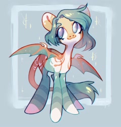 Size: 1912x2000 | Tagged: safe, artist:frgtmenot_mind, oc, pony, bat wings, leonine tail, solo, wings