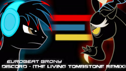 Size: 1920x1080 | Tagged: safe, artist:phantombadger, discord, oc, oc:the living tombstone, pony, album cover, cover, cover art, discord (eurobeat brony), eurobeat brony, odyssey eurobeat, text