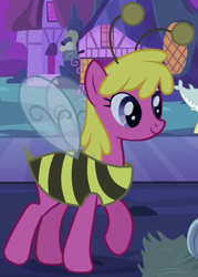Size: 418x583 | Tagged: safe, screencap, cherry berry, earth pony, pony, luna eclipsed, animal costume, bee costume, clothes, costume, cropped, nightmare night, nightmare night costume, solo focus