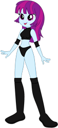 Size: 687x1519 | Tagged: safe, artist:invisibleink, artist:marcusvanngriffin, mystery mint, equestria girls, background human, belly button, black bra, black underwear, boots, bra, clothes, elbow pads, female, knee pads, shoes, simple background, solo, sports, transparent background, underwear, vector, wrestler, wrestling