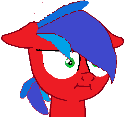 Size: 245x230 | Tagged: safe, artist:flame starkly, oc, oc only, oc:flame pepper, pony, 1000 hours in ms paint, derp, floppy ears, recolor, simple background, solo, white background