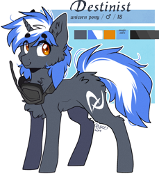 Size: 1280x1397 | Tagged: safe, artist:tenebristayga, oc, oc:destinist, pony, unicorn, reference sheet, solo