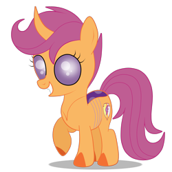 Size: 3000x3000 | Tagged: safe, artist:squipycheetah, scootaloo, changepony, hybrid, pegasus, pony, alternate cutie mark, cutie mark, female, filly, folded wings, happy, looking at you, raised hoof, scootaling, simple background, smiling, solo, species swap, the cmc's cutie marks, transparent background, wings