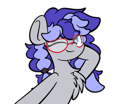 Size: 2048x1689 | Tagged: safe, artist:kimjoman, part of a set, oc, oc only, oc:cinnabyte, earth pony, pony, adorkable, chest fluff, cute, dork, earth pony oc, female, fluffy, glasses, mare, one eye closed, simple background, solo, white background, wink, ych result