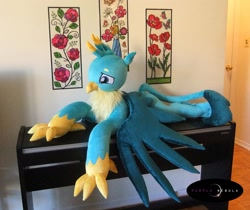 Size: 1280x1075 | Tagged: safe, artist:purplenebulastudios, gallus, griffon, irl, life size, photo, plushie, solo