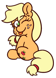 Size: 650x900 | Tagged: safe, artist:threetwotwo32232, derpibooru import, applejack, earth pony, pony, female, looking back, mare, solo