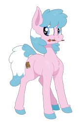 Size: 3040x4705 | Tagged: safe, artist:paskanaakka, part of a set, oc, oc only, oc:artabana, earth pony, pony, chest fluff, colored hooves, commission, digital art, female, happy, mare, mouth hold, paintbrush, simple background, smiling, solo, standing, transparent background