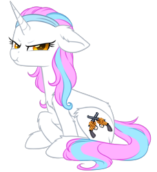 Size: 2793x3057 | Tagged: safe, oc, oc:platinum rose, pony, unicorn, angry, golden eyes, headband, pouting, sitting