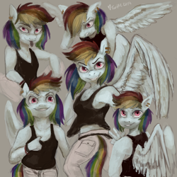 Size: 4000x4000 | Tagged: safe, artist:misstwipietwins, rainbow dash, anthro, female, piercing, punk, solo