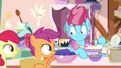 Size: 1920x1080 | Tagged: safe, screencap, apple bloom, cup cake, scootaloo, pony, the big mac question, batter, food