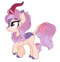 Size: 2502x2575 | Tagged: safe, artist:emberslament, oc, oc only, oc:honey lilac, kirin, blushing, bow, cute, female, gradient mane, heart eyes, kirin oc, simple background, solo, tail bow, transparent background, wingding eyes