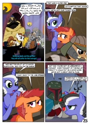 Size: 752x1063 | Tagged: safe, artist:christhes, oc, oc:gracenote, oc:maple leaf, alicorn, earth pony, pegasus, pony, unicorn, boba fett, collar, comic, female, jabba the hutt, jabba's palace, mare, ponified, princess leia, rancor pit, sex slave, slave, star mares, star wars