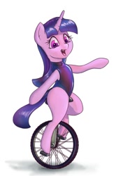 Size: 751x1064 | Tagged: safe, artist:stratodraw, twilight sparkle, unicorn twilight, pony, unicorn, clothes, female, leotard, mare, simple background, unicycle, white background