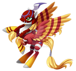 Size: 1024x960 | Tagged: safe, artist:centchi, pony, digimon, garudamon, ponified