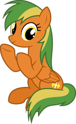 Size: 4000x6514 | Tagged: safe, artist:parclytaxel, oc, oc only, oc:naviga, pegasus, pony, .svg available, 2020 community collab, absurd resolution, derpibooru community collaboration, female, looking at you, mare, raised hoof, simple background, sitting, smiling, solo, transparent background, vector