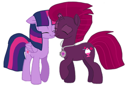 Size: 1189x812 | Tagged: safe, artist:徐詩珮, fizzlepop berrytwist, tempest shadow, twilight sparkle, twilight sparkle (alicorn), alicorn, pony, unicorn, base used, broken horn, female, horn, lesbian, mare, shipping, simple background, tempestlight, transparent background